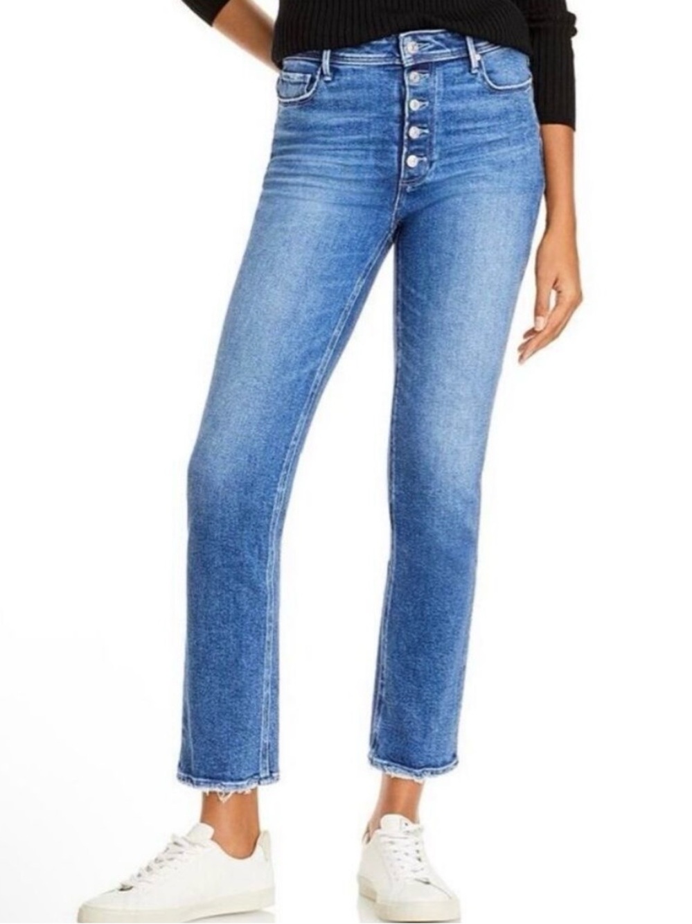 PAIGE Cindy Medium wash Blue High-Rise Button-Fly Jeans